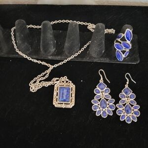 Elegant Blue and Silver Jewelry Set. Lapis. Very Beautiful Set